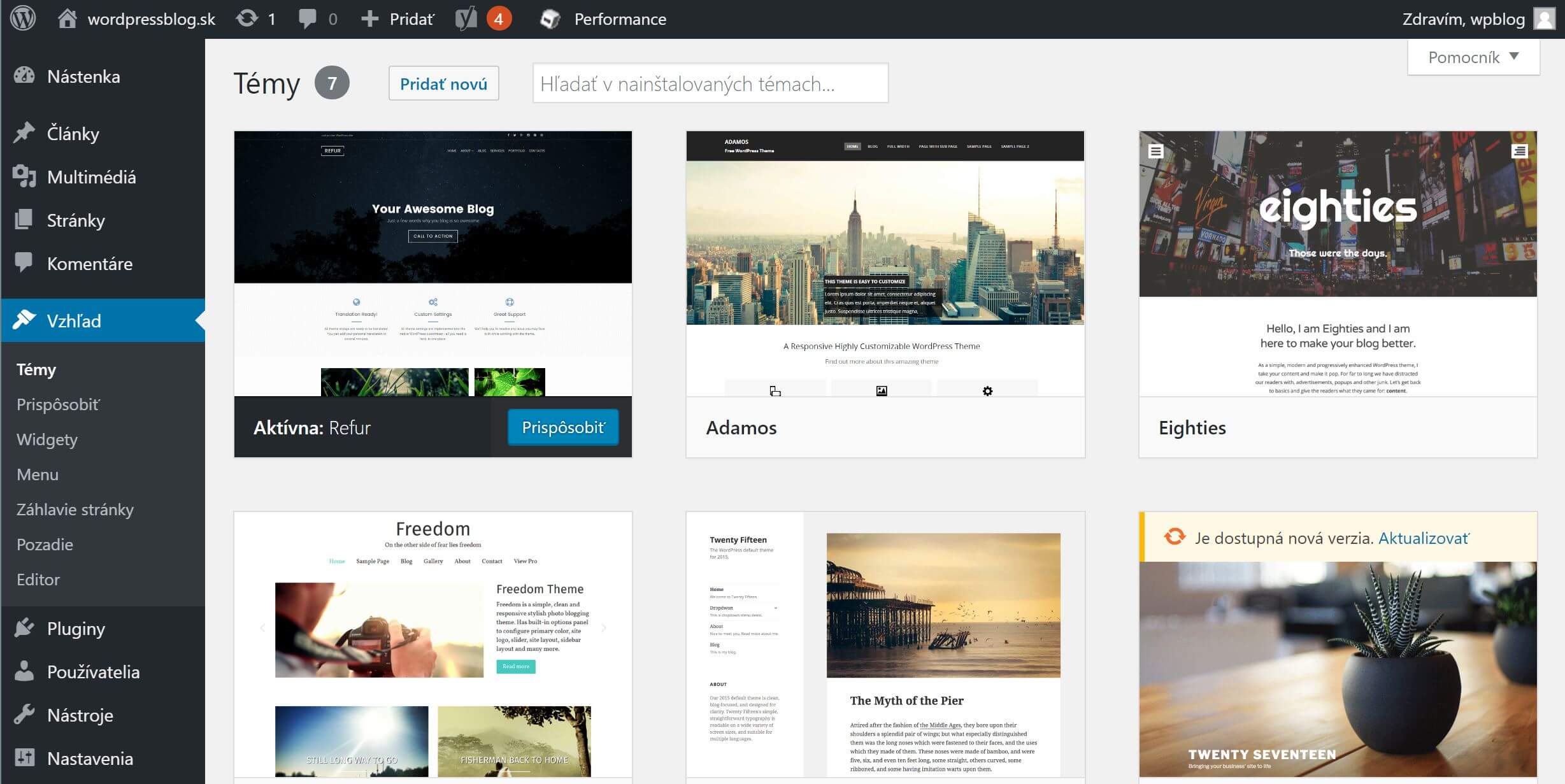 WordPress témák – régi felület